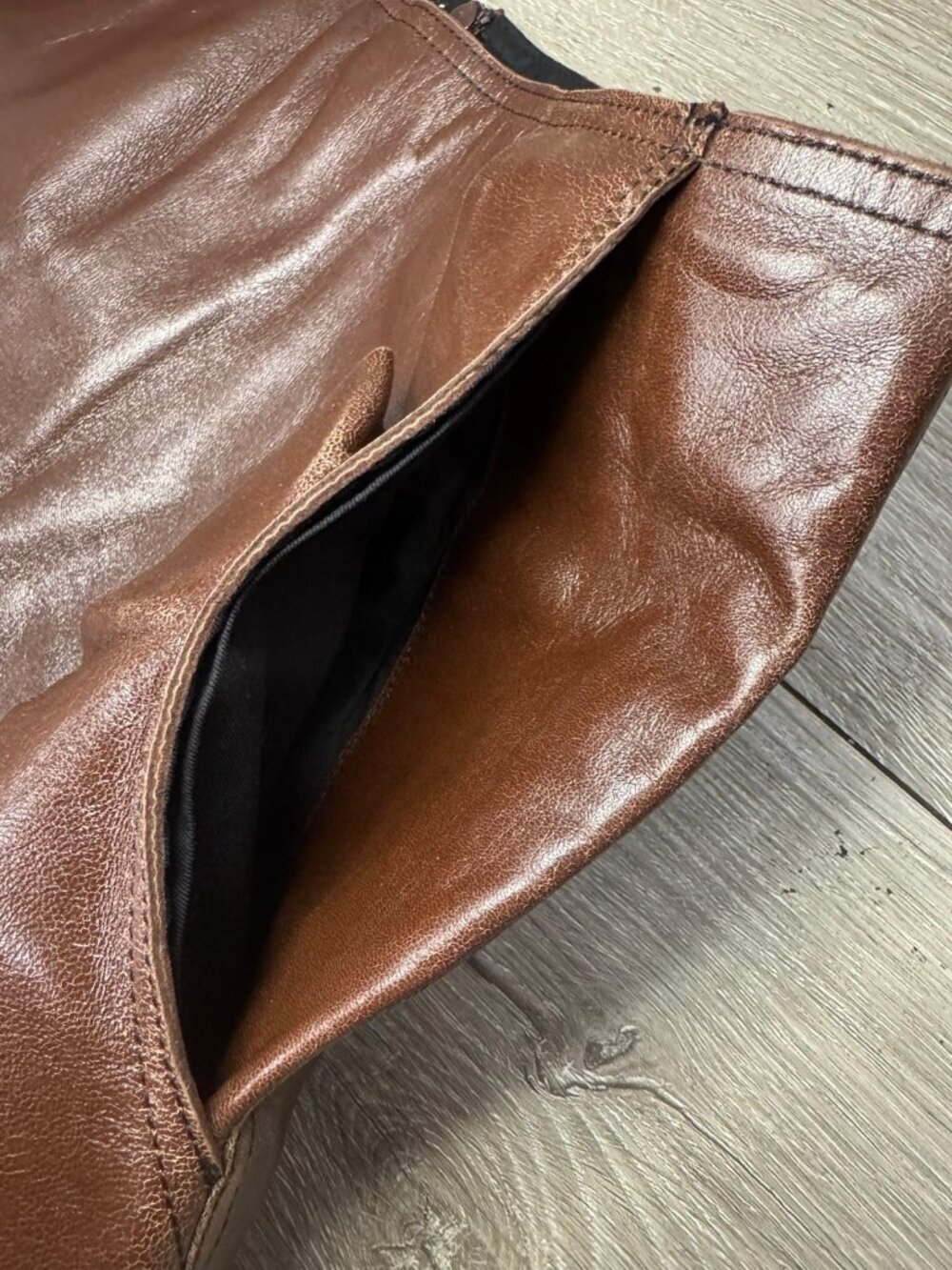 Brown Leather Mini Skirt High Waist Side Pockets Lined Size 1 - Picture 14 of 14